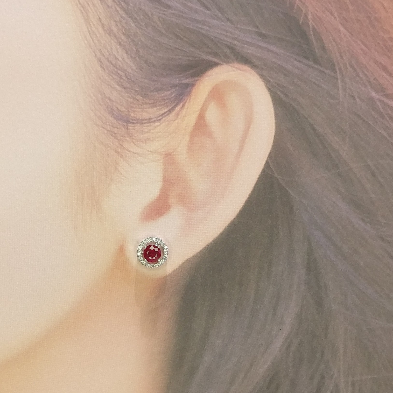 全新18K白金25份鑽石耳環套 Jacket