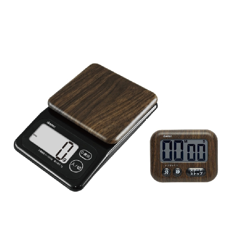 [ Dretec 烘焙器具 ]仿木紋廚房料理秤(含計時器)