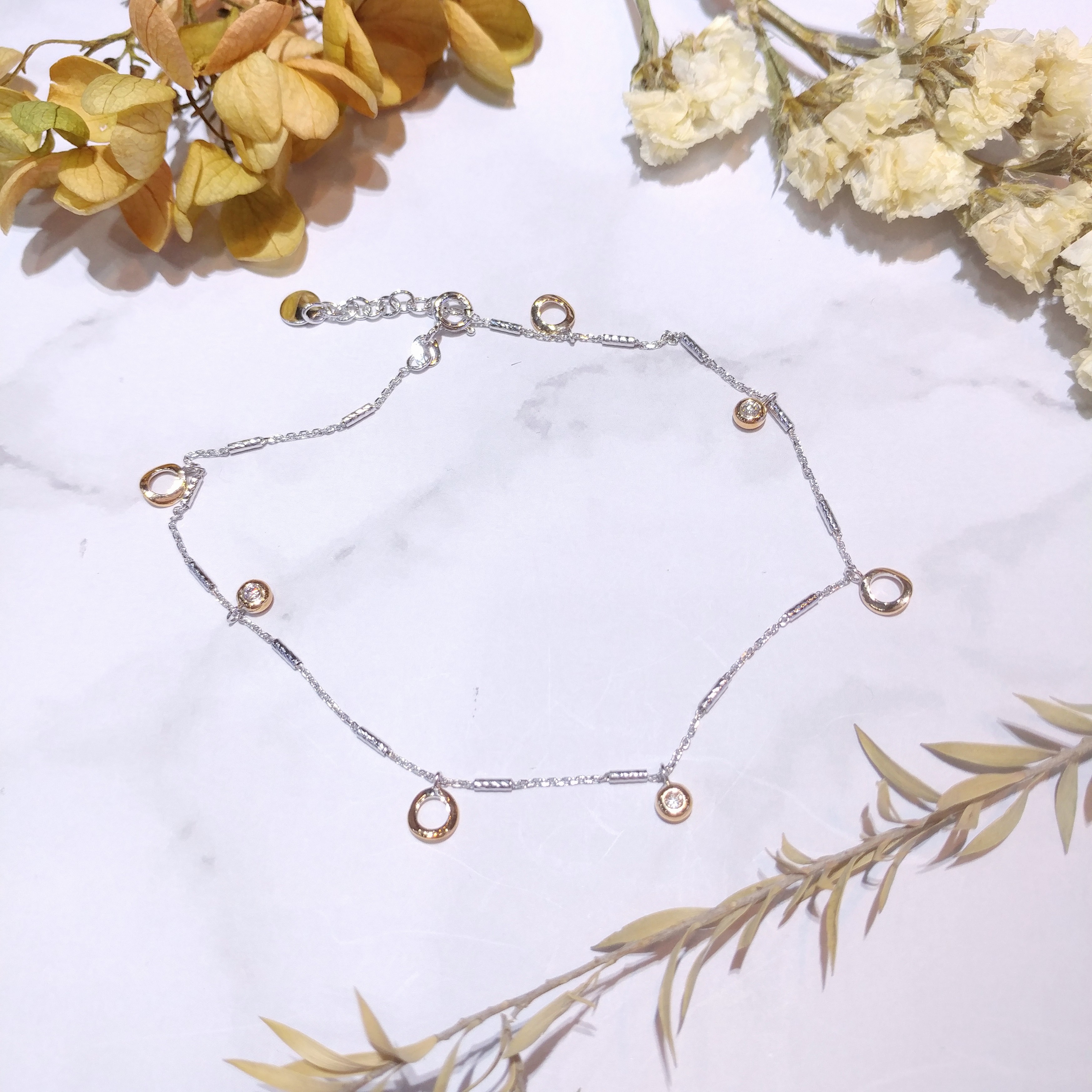 全新18K白金玫瑰金9份鑽石手鍊腳鍊