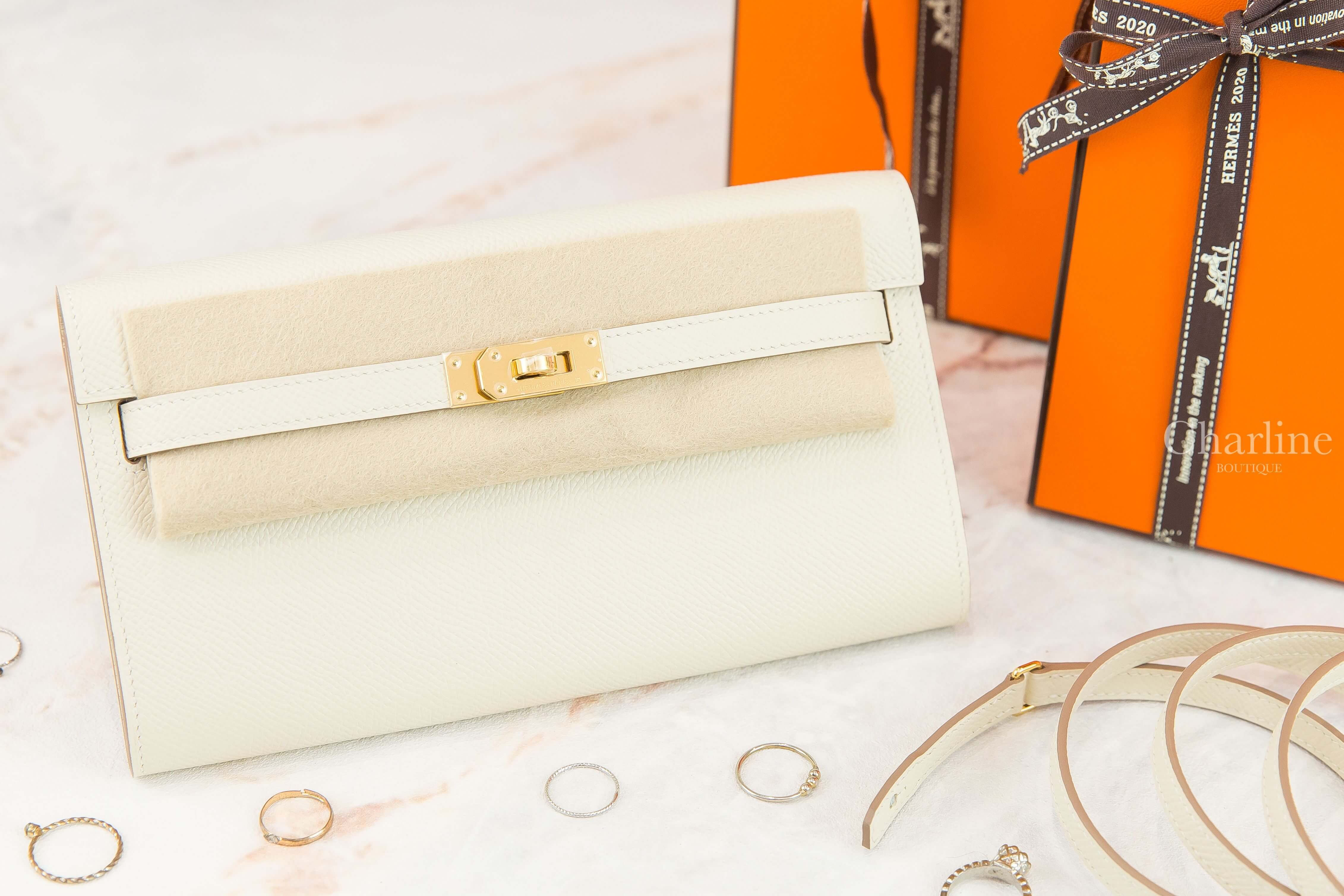 Hermès Kelly Classique To Go Wallet 10 Craie Epsom Z刻奶昔白金釦凱莉肩背包-Charline Boutique 精品代購