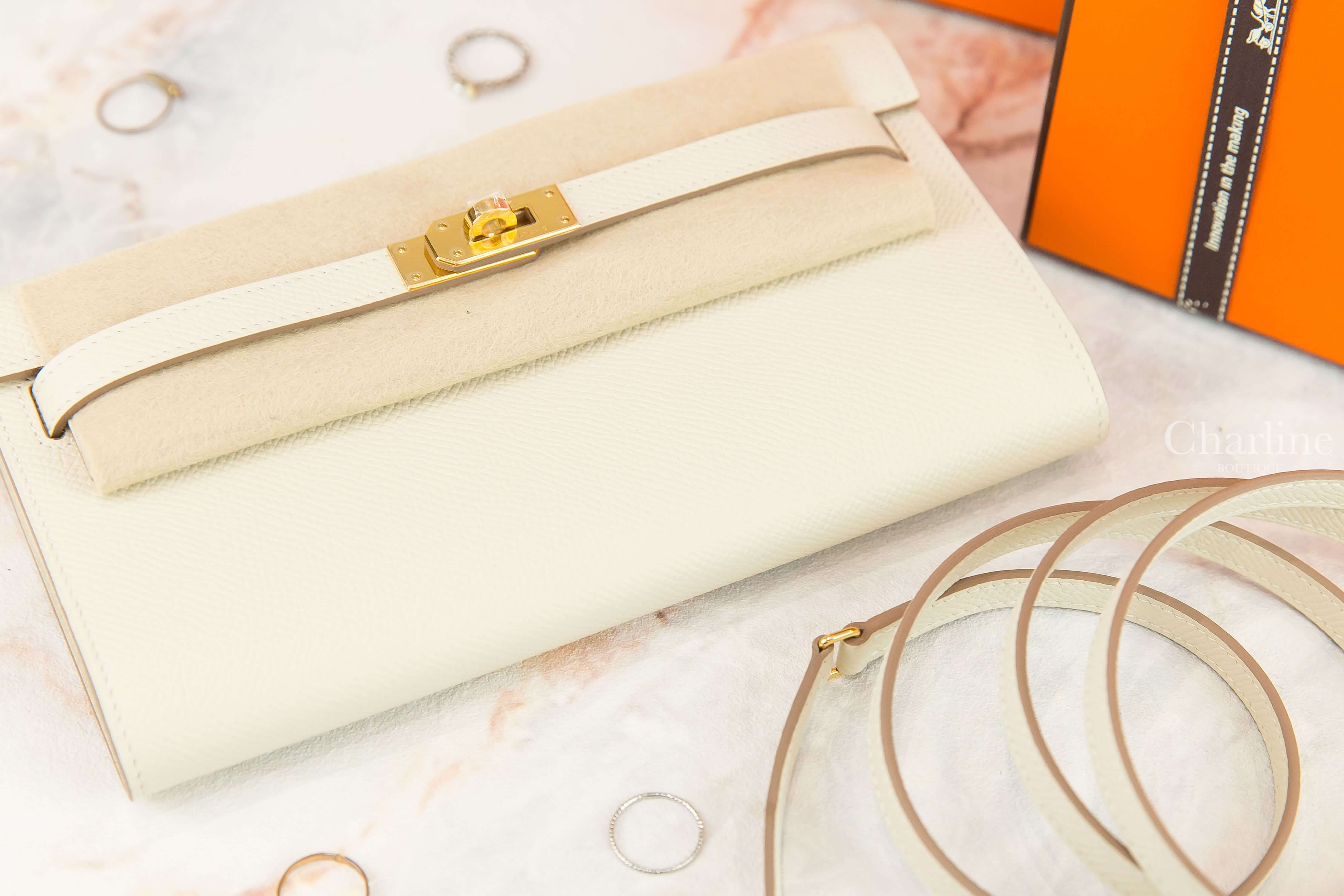 Hermès Kelly Classique To Go Wallet 10 Craie Epsom Z刻奶昔白金釦凱莉肩背包-Charline Boutique 精品代購
