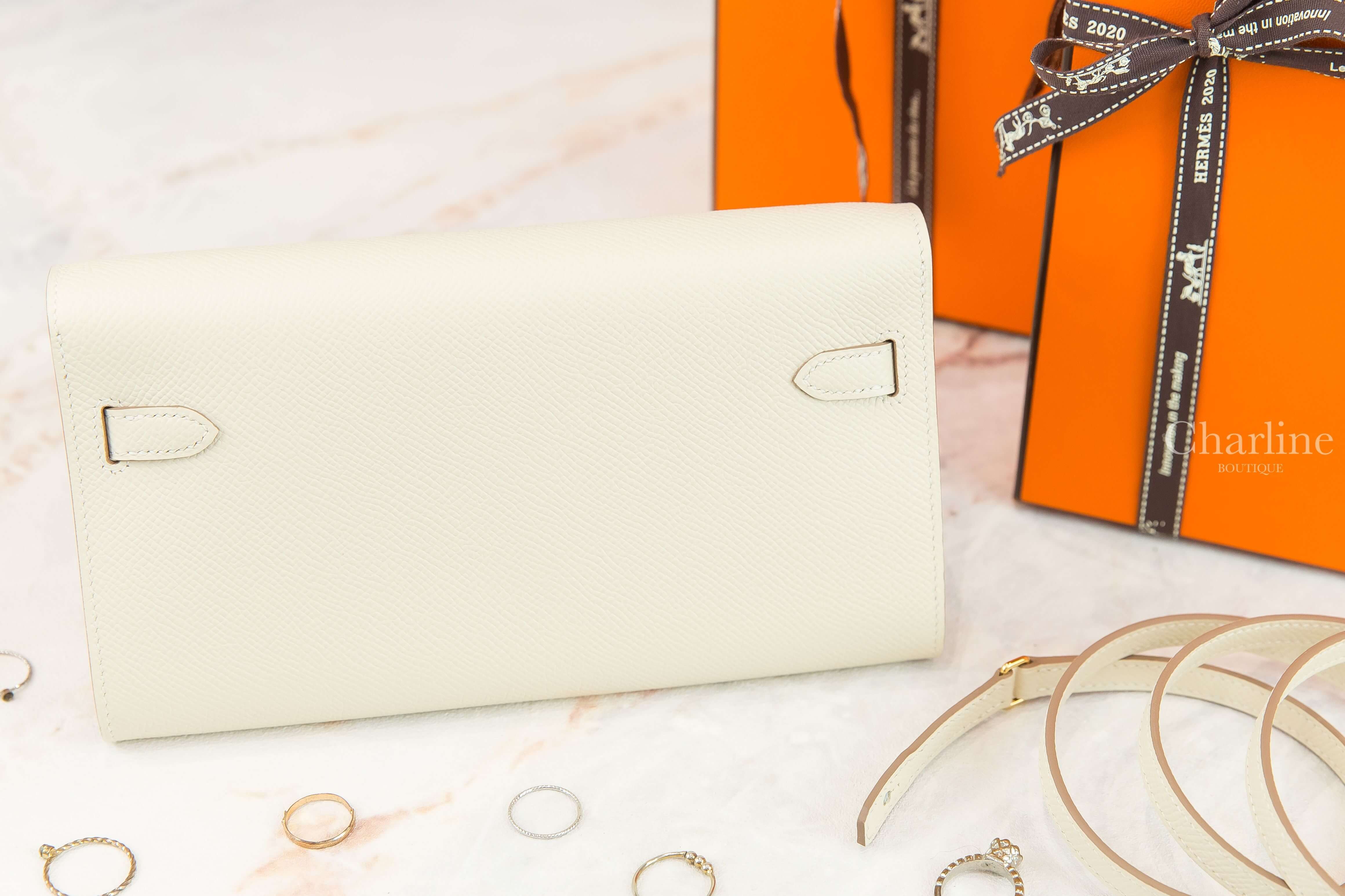 Hermès Kelly Classique To Go Wallet 10 Craie Epsom Z刻奶昔白金釦凱莉肩背包-Charline Boutique 精品代購