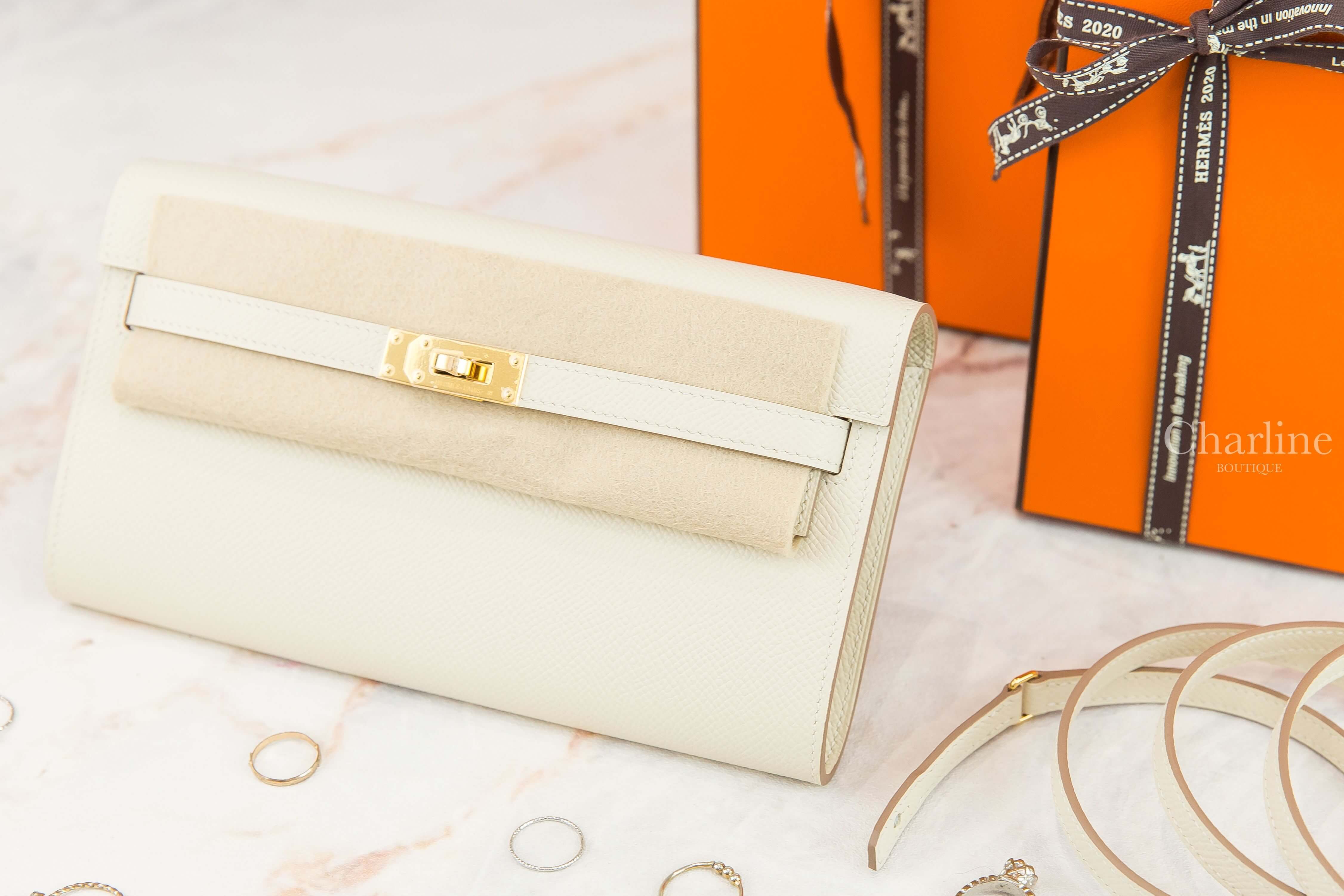 Hermès Kelly Classique To Go Wallet 10 Craie Epsom Z刻奶昔白金釦凱莉肩背包-Charline Boutique 精品代購