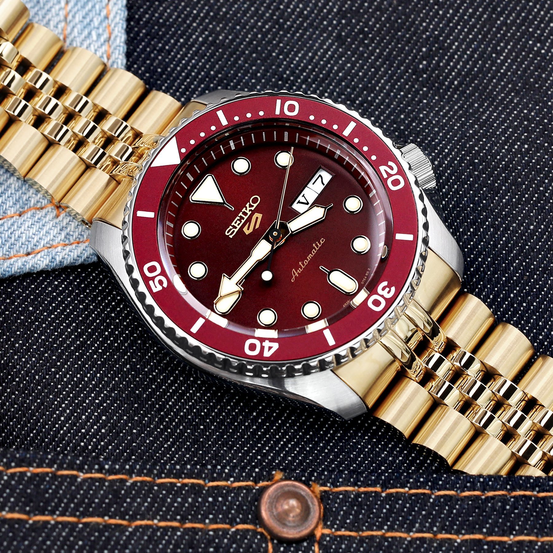 萬年鐘錶 - 太空人錶帶 SEIKO 5 SPORTS  專用錶帶  全金實心五株不鏽鋼錶帶  ( 新款5號 S型 LOGO專用 )  SS221805PFG020-S5