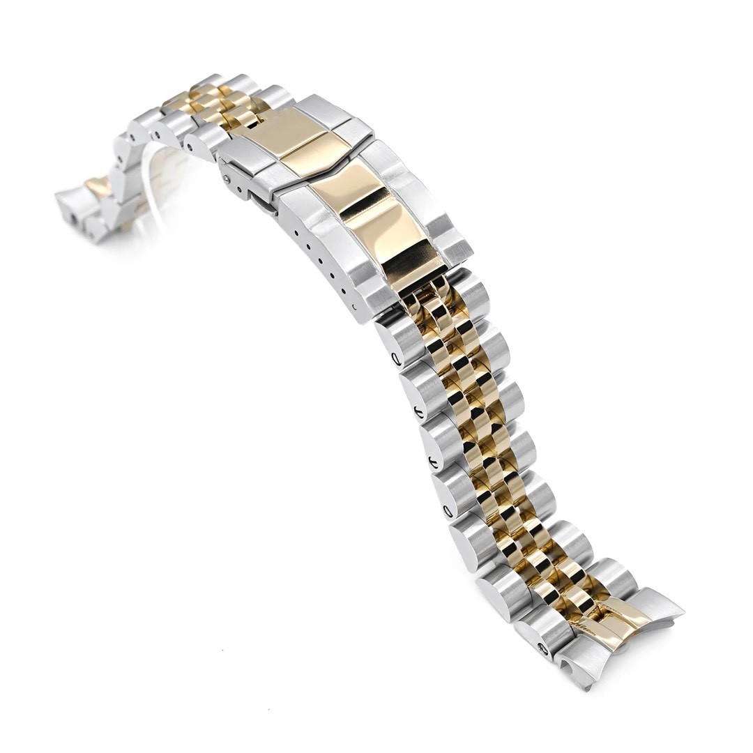 萬年鐘錶 - 太空人錶帶 SEIKO Alpinist  登山運動員 SPB117J1 代用錶鋼帶-半金色 安哥斯五珠拉砂電金潛水員扣  SS201805P2G064