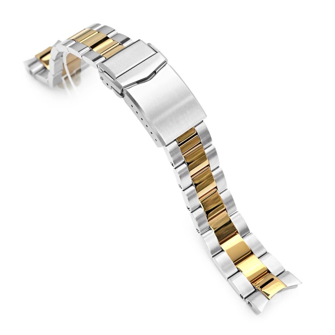 萬年鐘錶 - 太空人錶帶 SEIKO Alpinist  登山運動員 SPB117J1 代用錶鋼帶-半金色   超級3D三板式拉砂電金不鏽鋼按鈕V形潛水扣 SS201820PGD065