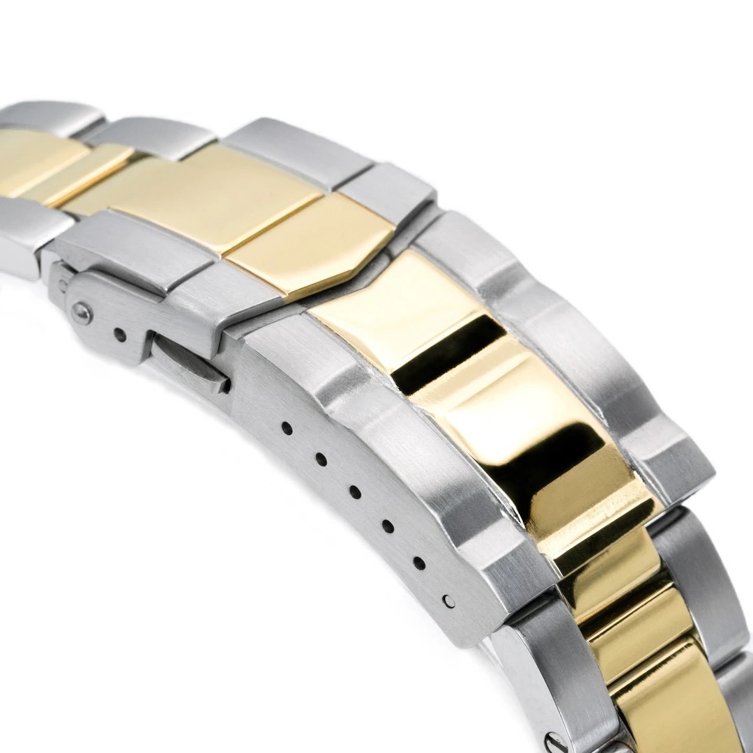 萬年鐘錶 - 太空人錶帶 SEIKO Alpinist  登山運動員 SPB117J1 代用錶鋼帶-半金色   3D三板式不鏽鋼錶帶拉砂電金潛水員扣   SS201805P2G065