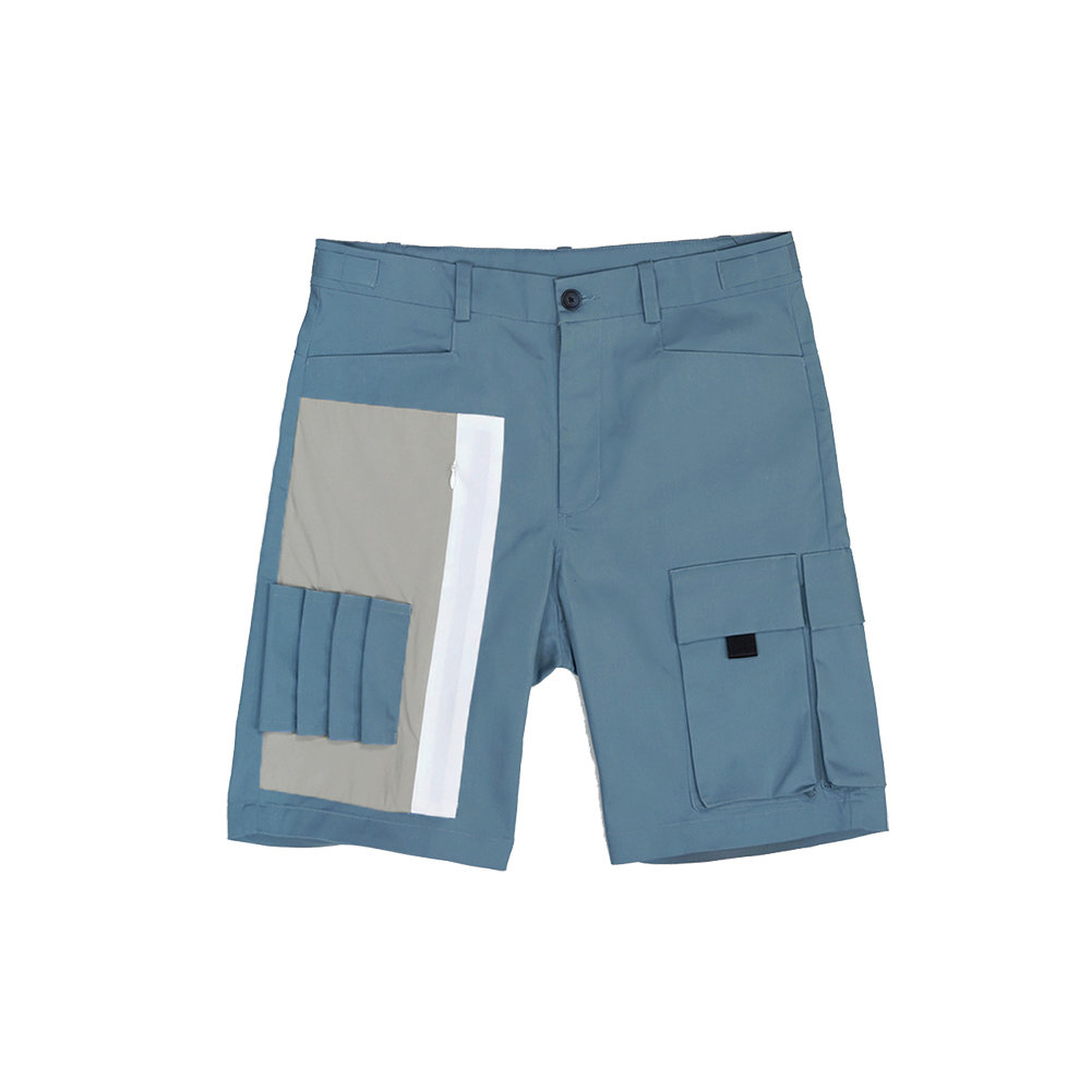 多口袋功能短褲 - 淺藍