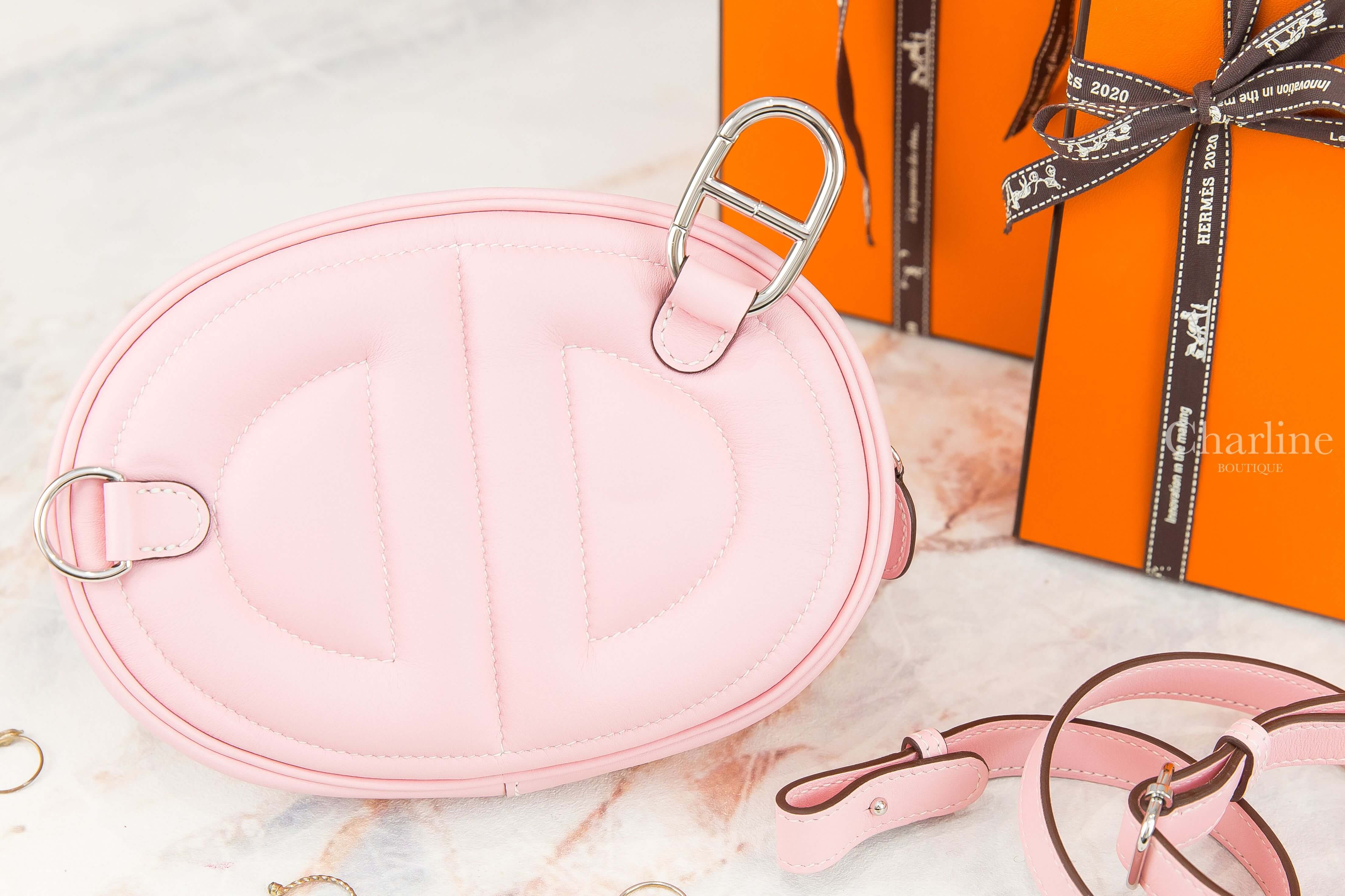 Hermès In The Loop 3Q Rose Sakura Swift Z刻櫻花粉銀釦-Charline Boutique 精品代購
