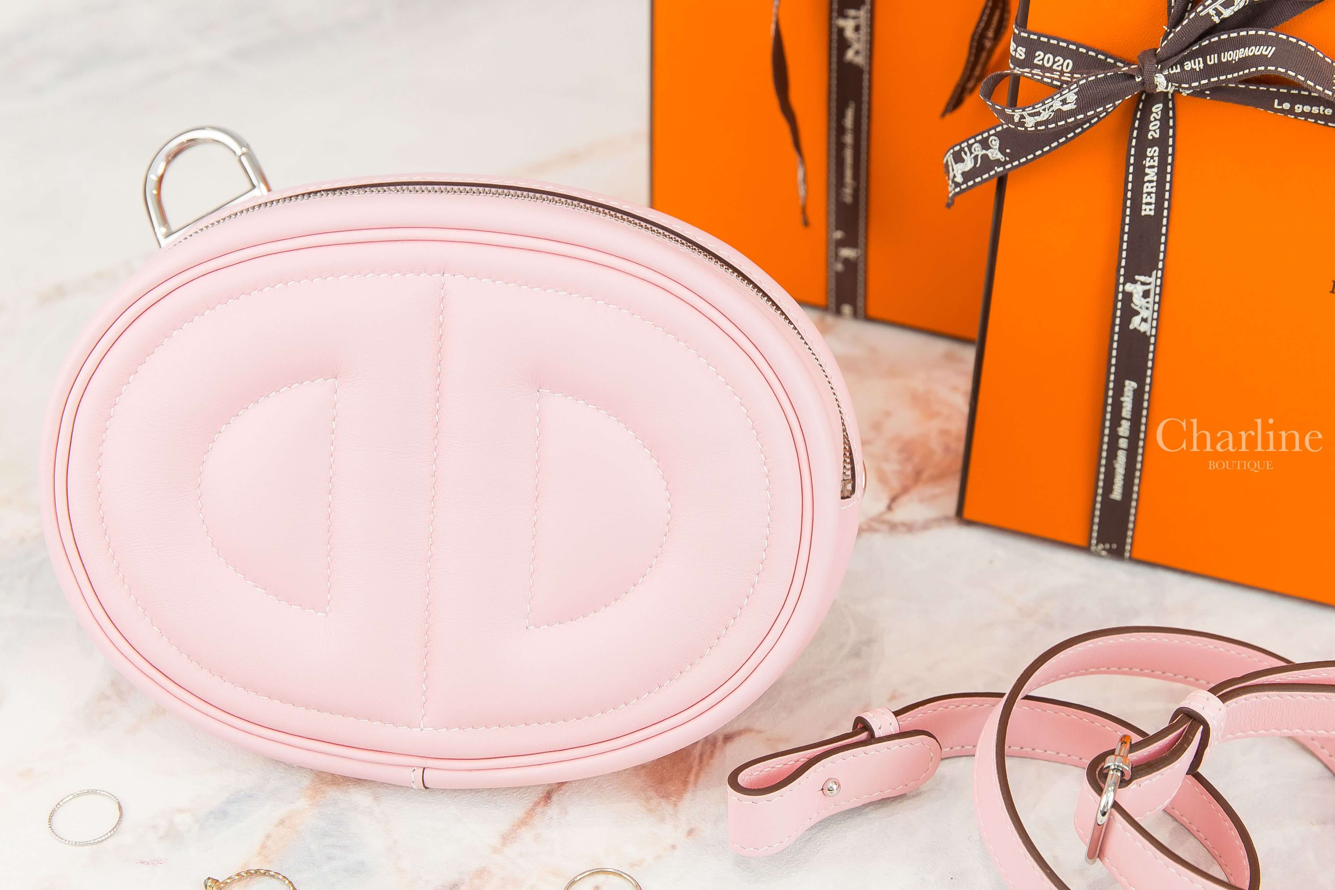 Hermès In The Loop 3Q Rose Sakura Swift Z刻櫻花粉銀釦-Charline Boutique 精品代購