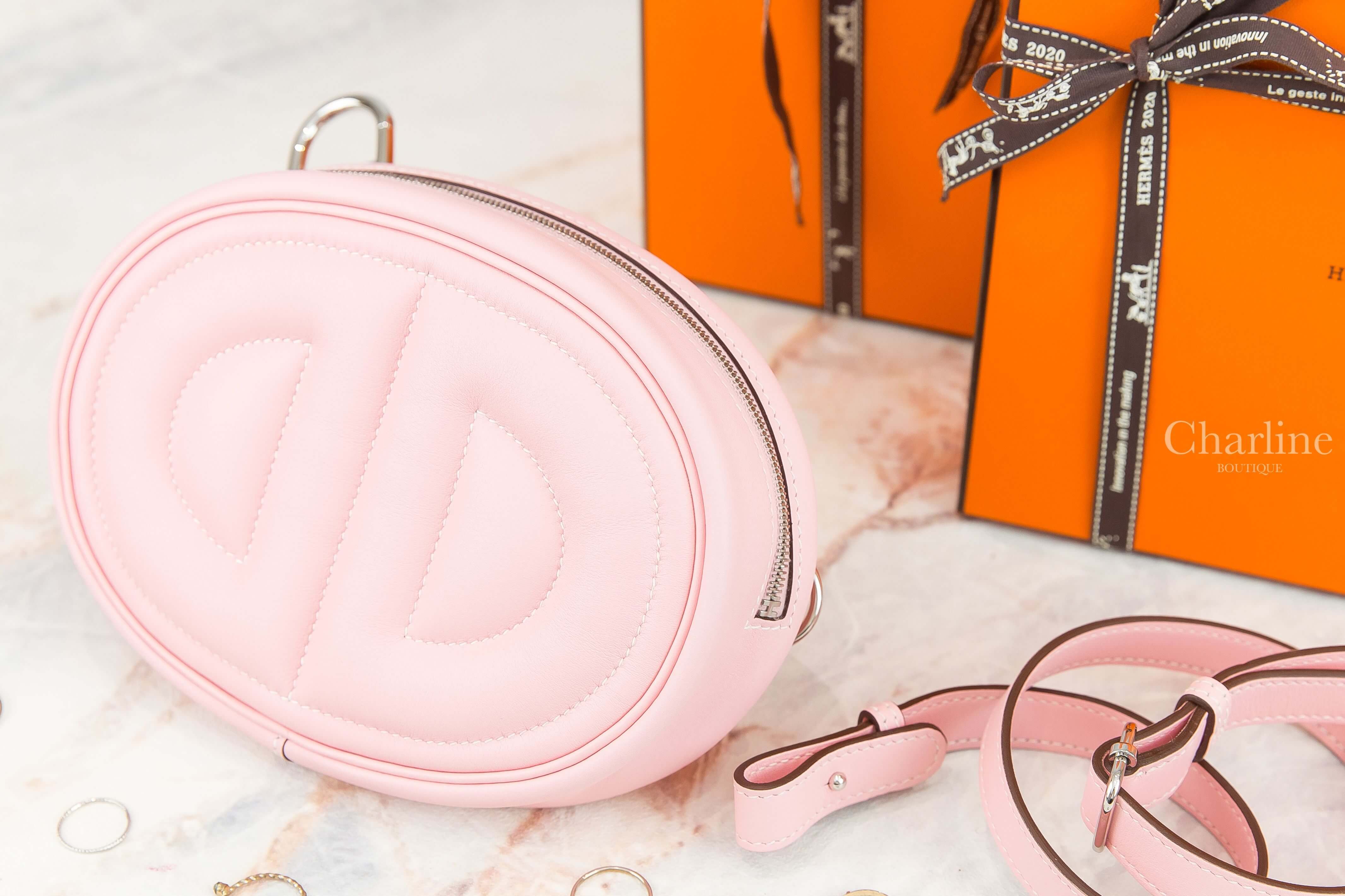 Hermès In The Loop 3Q Rose Sakura Swift Z刻櫻花粉銀釦-Charline Boutique 精品代購