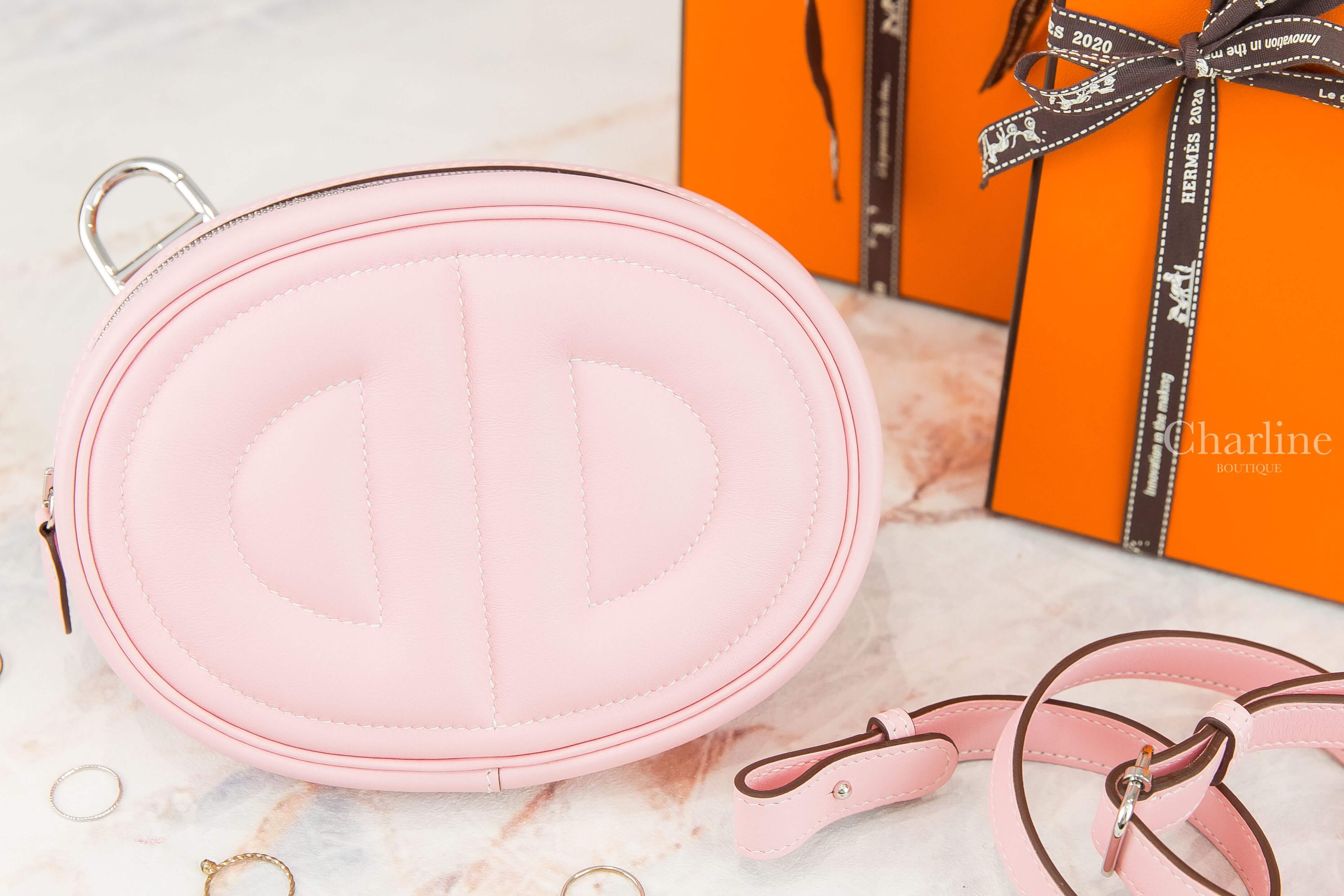 Hermès In The Loop 3Q Rose Sakura Swift 櫻花粉銀釦