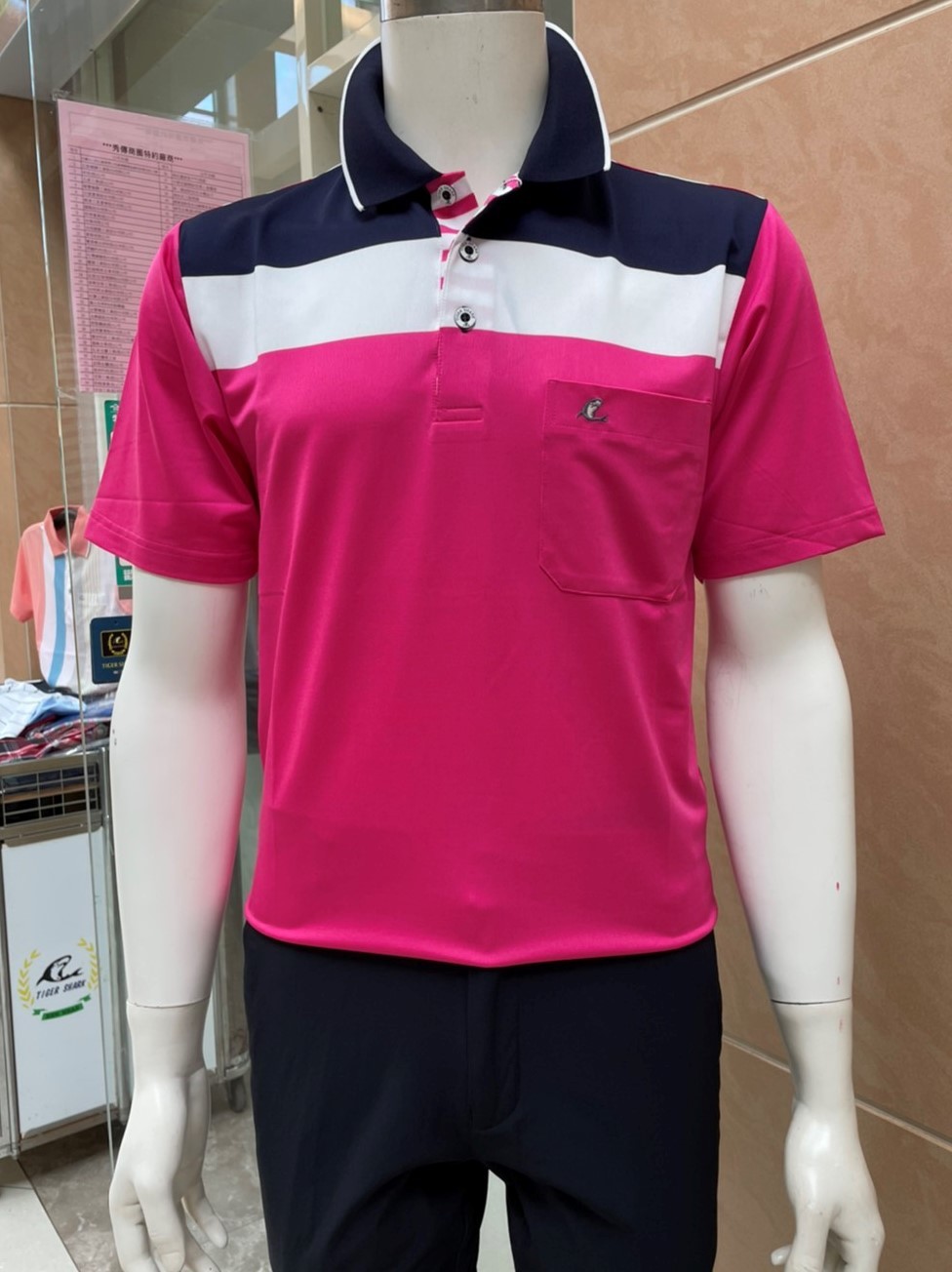 彈力排汗條紋POLO衫