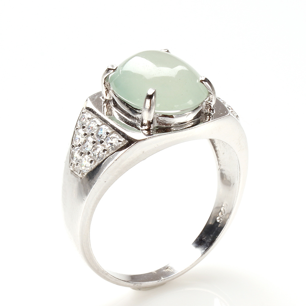 【雅紅珠寶】天然冰種白翡翠玉戒指-#14-出水芙蓉-R0148