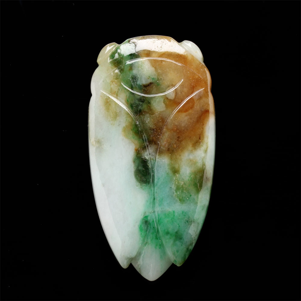 【雅紅珠寶】天然老三彩翡翠玉項鍊-蟬-一鳴驚人-N0141