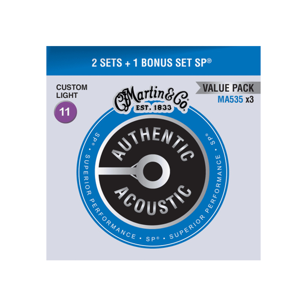Martin Martin MA535PK3 民謠吉他弦 Phosphor (11-52) 磷青銅 三包裝 — 三峽吉他 / Bass｜YA! 玩音樂