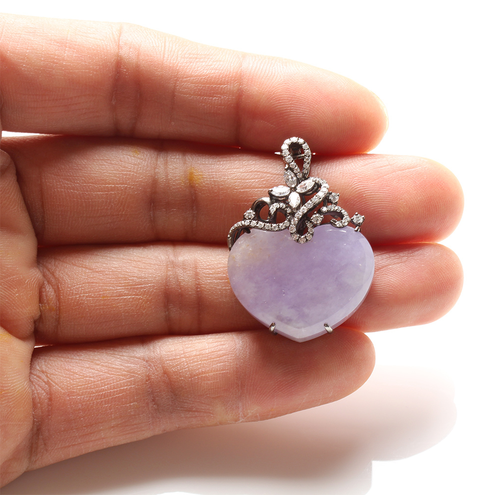 【雅紅珠寶】天然紫蘿蘭翡翠項鍊-愛心-N0268