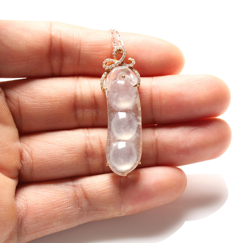 【雅紅珠寶】天然玻璃種放光白翡翠玉項鍊-豆蔻年華-N0270