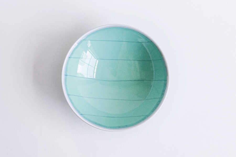 白山陶器-平茶碗 DM-4 綠底灰直