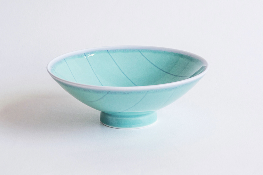 白山陶器-平茶碗 DM-4 綠底灰直