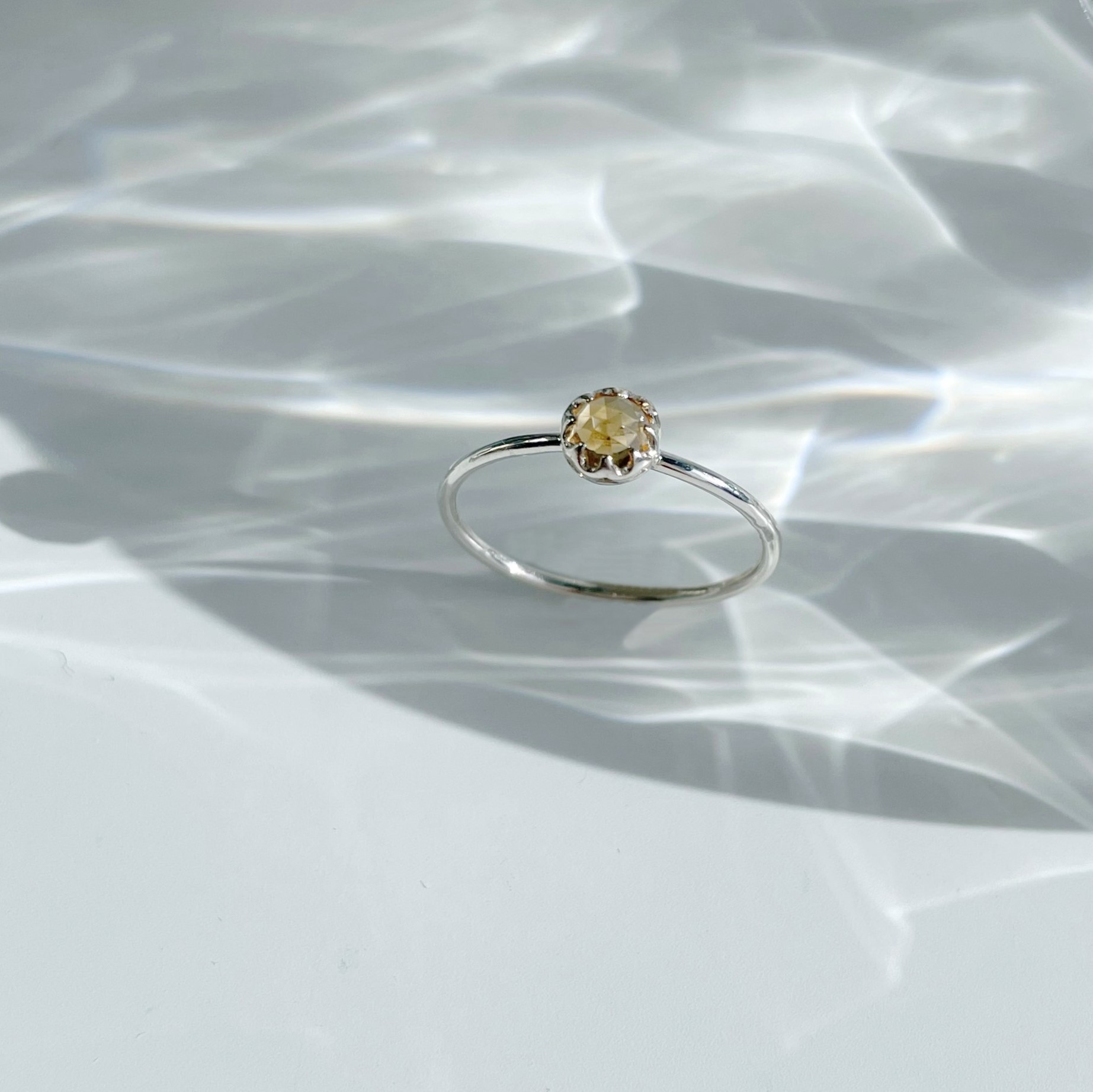 Castle Rosecut黃水晶細戒