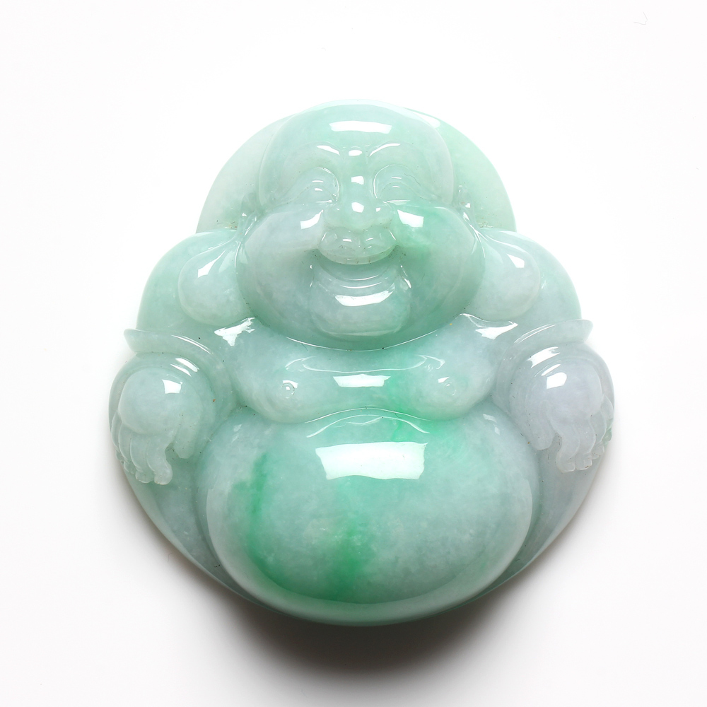 【雅紅珠寶】天然正陽綠翡翠玉項鍊-手把件-擺件三用-開心佛-大尺寸彌勒佛-N0064