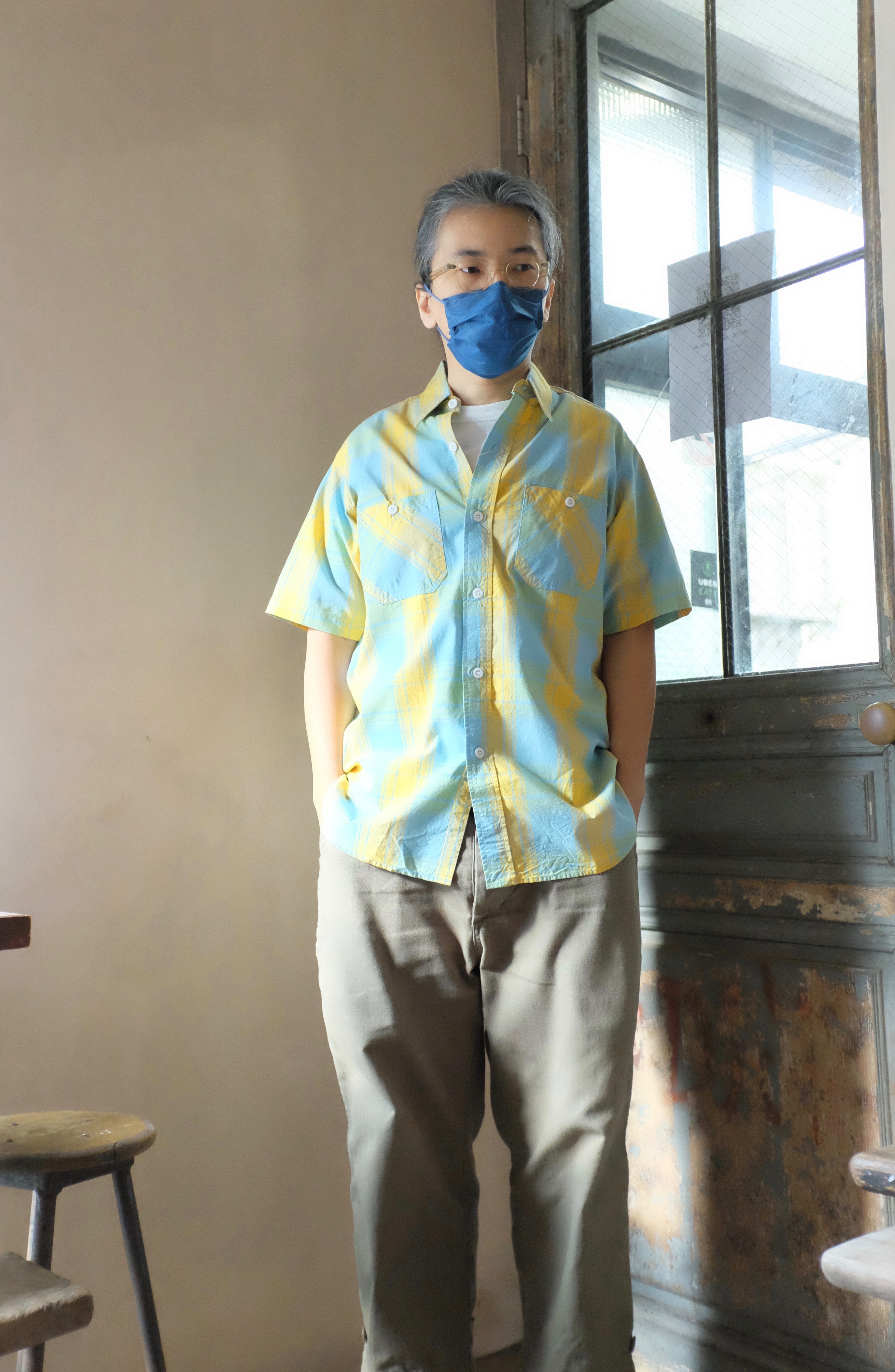 SUGAR CANE SUMMER WORK shirt / Light blue