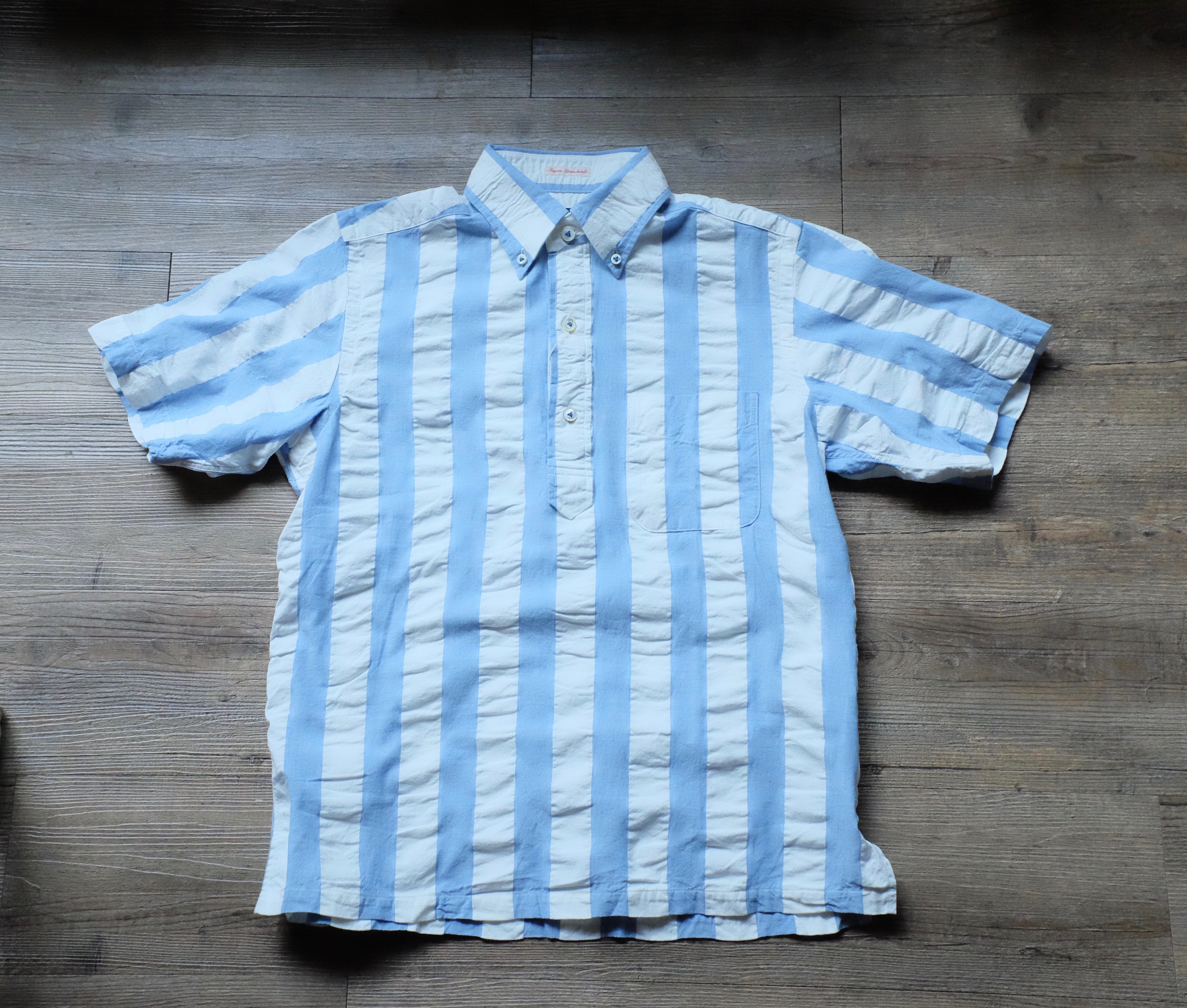 SUGAR CANE SUMMER Straight stripes short / blue x white