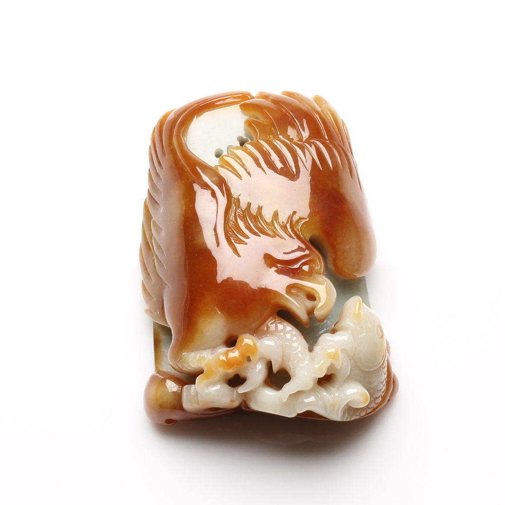 【雅紅珠寶】天然紅翡翠手把件/擺件-兩用-老鷹-鴻圖大展-O0022