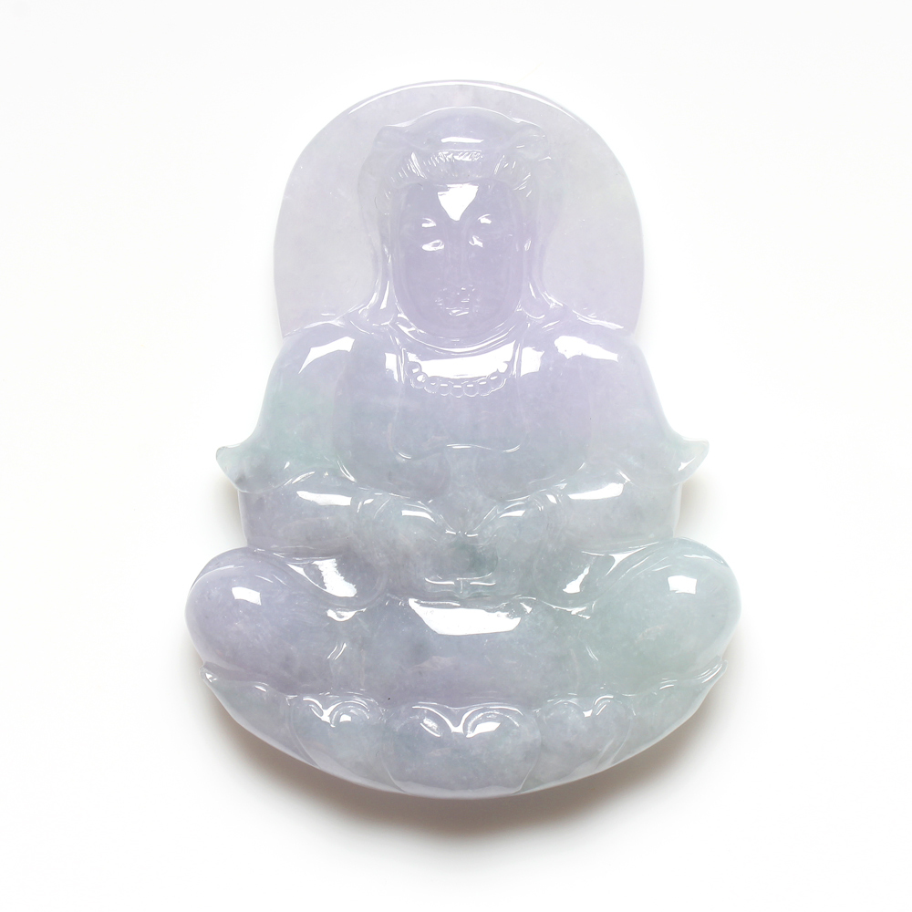 【雅紅珠寶】天然冰種春帶彩翡翠玉項鍊-觀世音菩薩-N0051