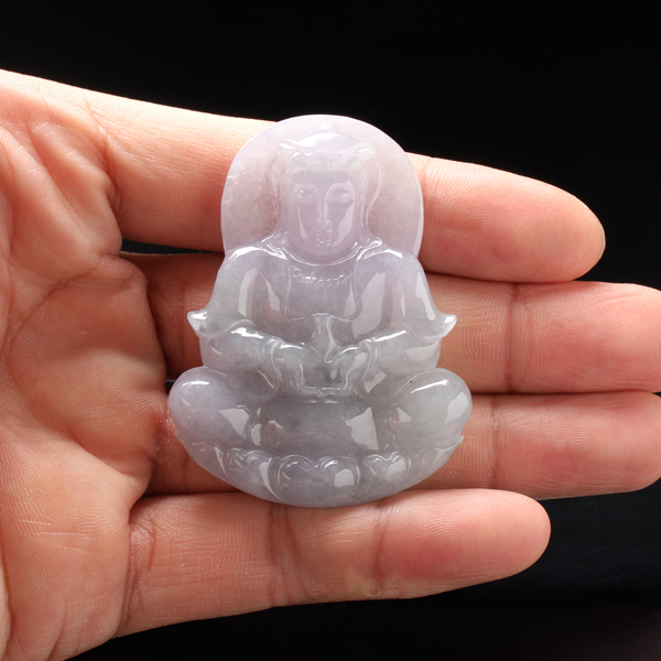 【雅紅珠寶】天然冰種春帶彩翡翠玉項鍊-觀世音菩薩-N0051