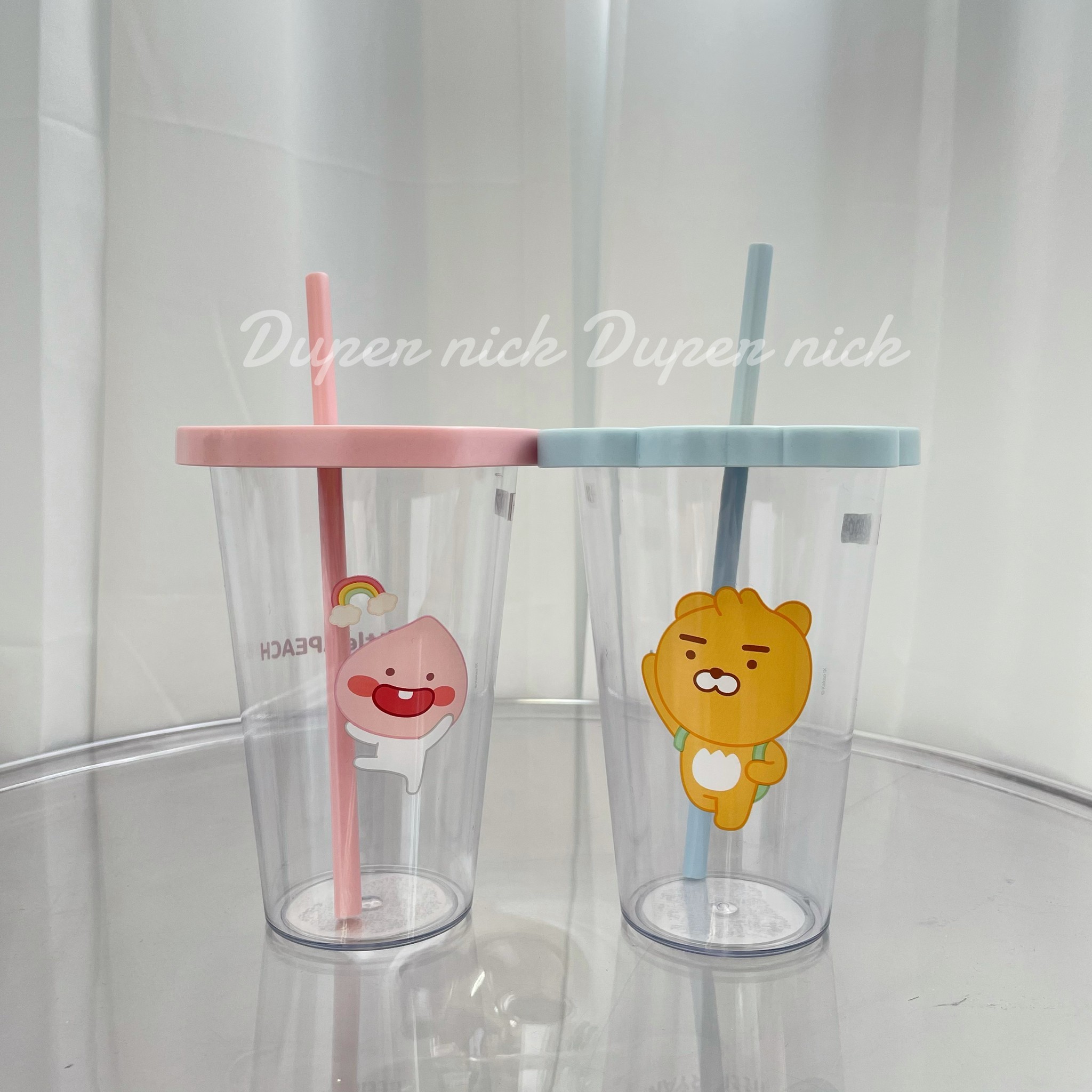 韓國 KAKAO FRIENDS 吸管冷飲杯 粉/藍