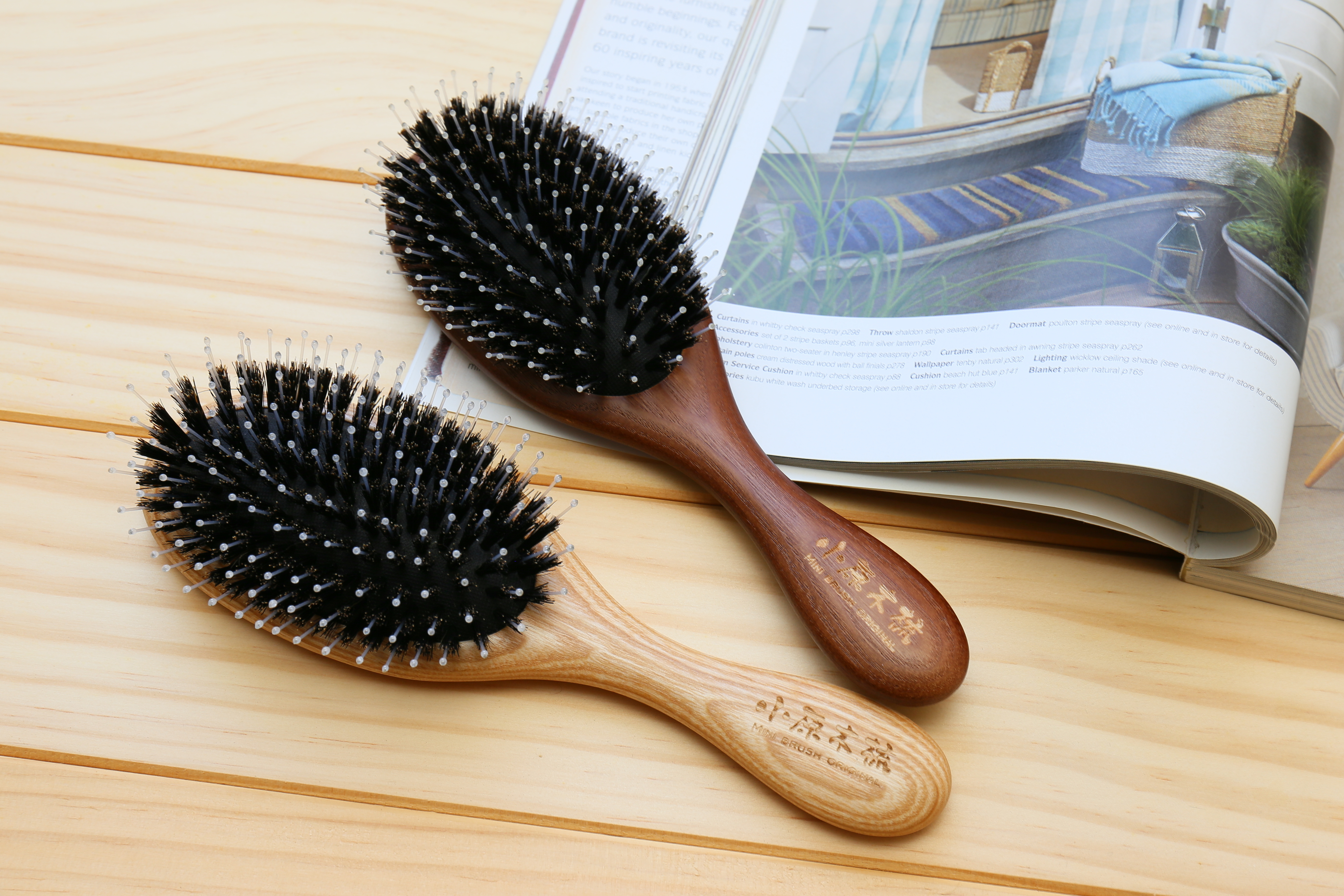 【小原木梳】氣墊鬃毛梳【中】新大桃  (還你順暢髮型 打結 毛躁好用)