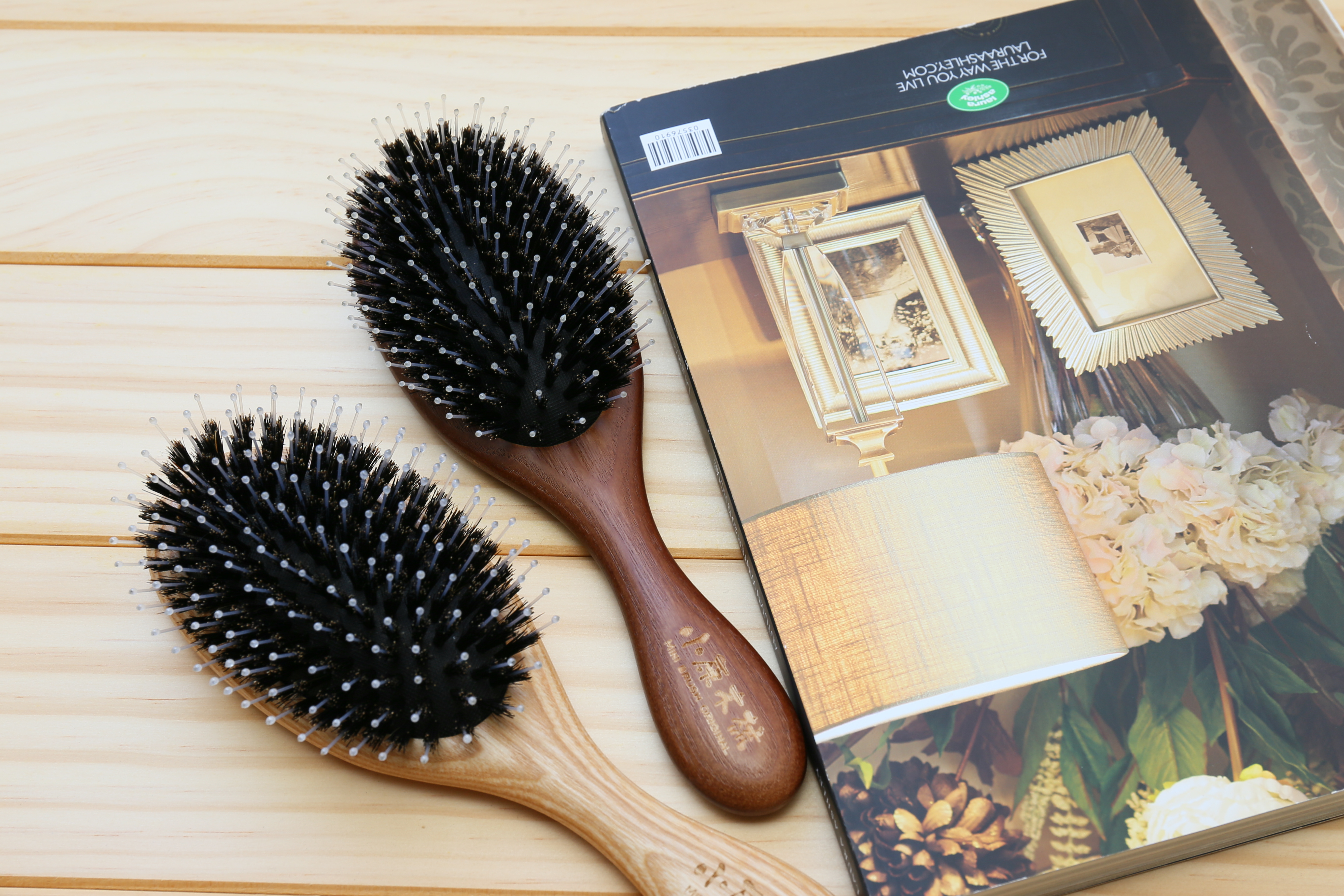 【小原木梳】氣墊鬃毛梳【中】新大桃  (還你順暢髮型 打結 毛躁好用)