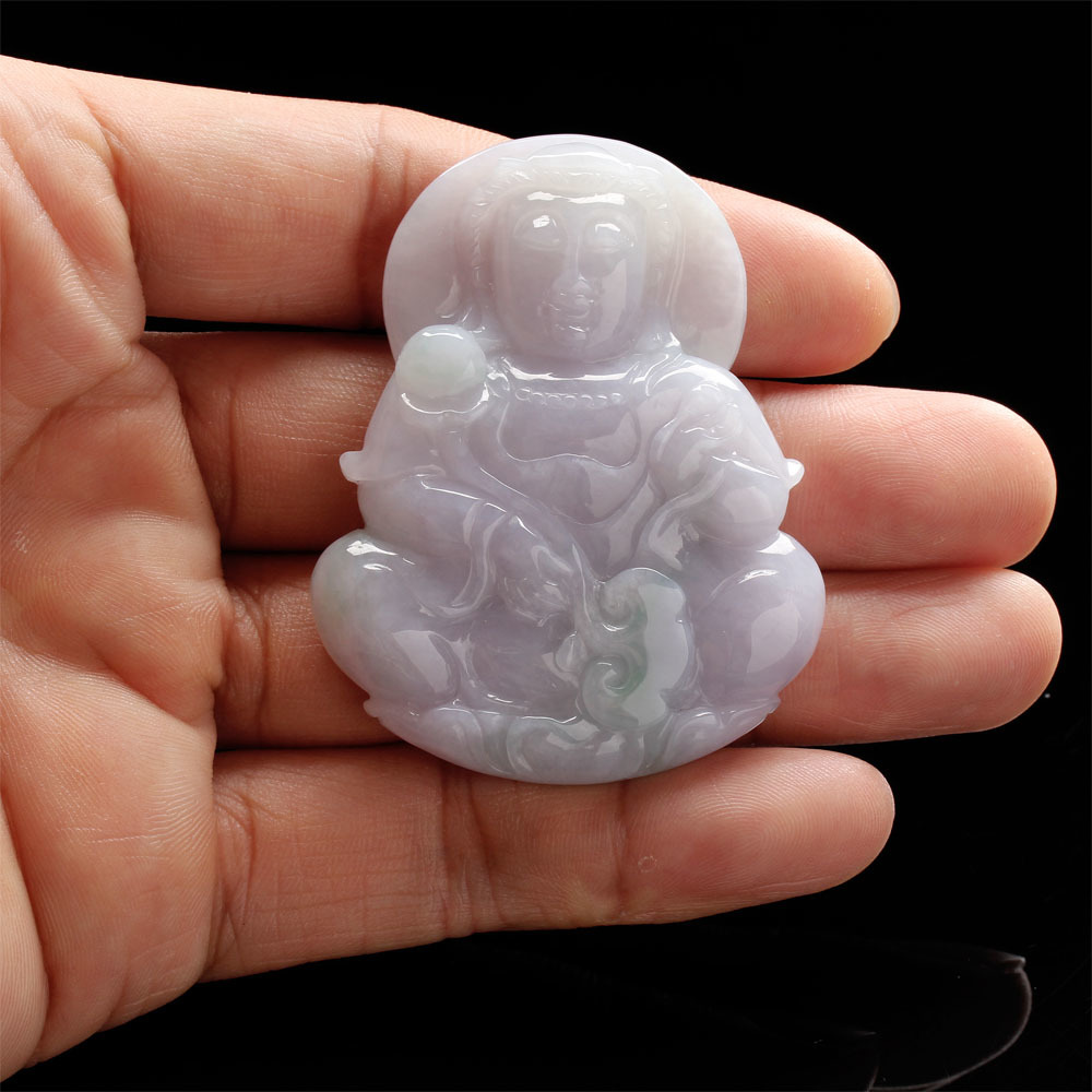 【雅紅珠寶】天然春帶彩翡翠項鍊-觀世音菩薩-楊枝淨柳-N0048