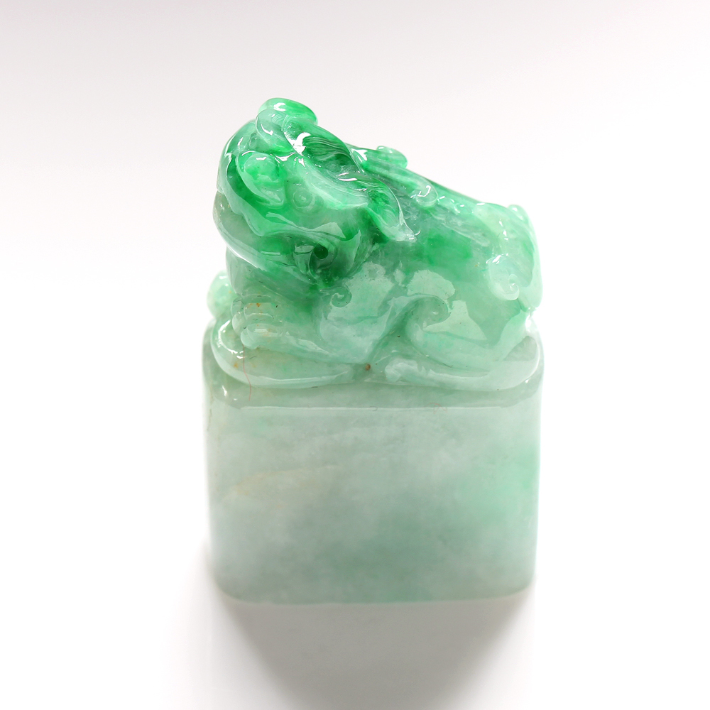 【雅紅珠寶】天然正陽綠翡翠開運印章-開運貔貅-O0003