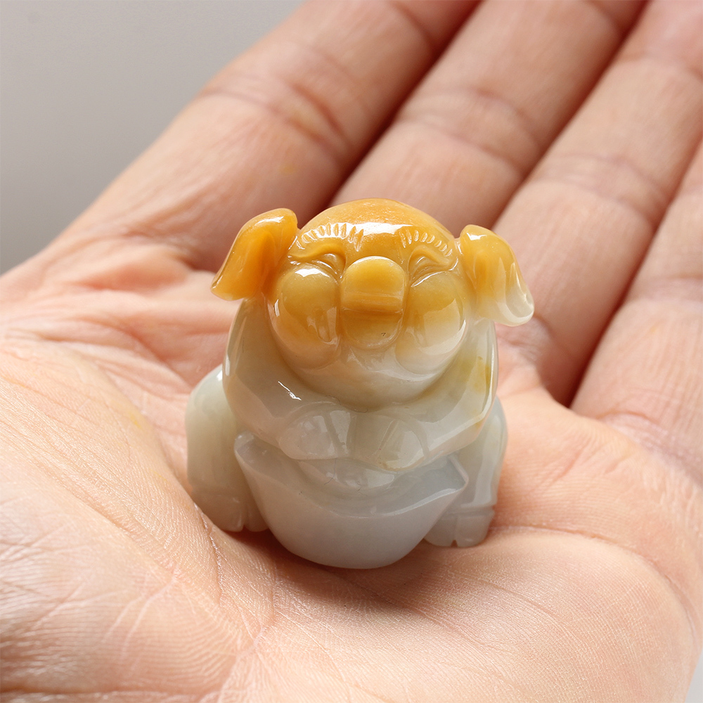 【雅紅珠寶】天然黃翡翠擺件-元寶豬-O0034