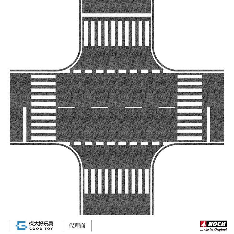 Noch 60712 (HO) 道路貼片 黑色柏油十字路 (22x22cm)