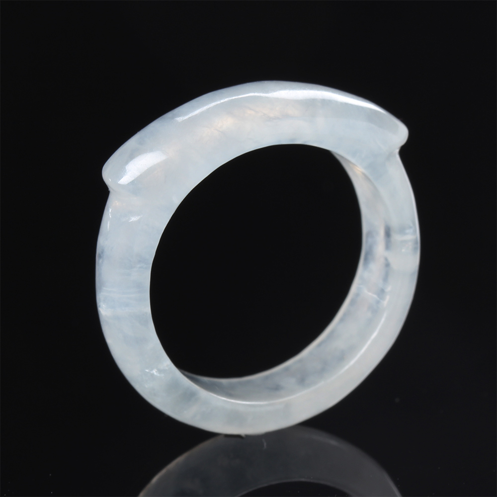 【雅紅珠寶】天然冰種白翡翠馬鞍戒子-尾戒-#9.5-無可挑剔-R0043