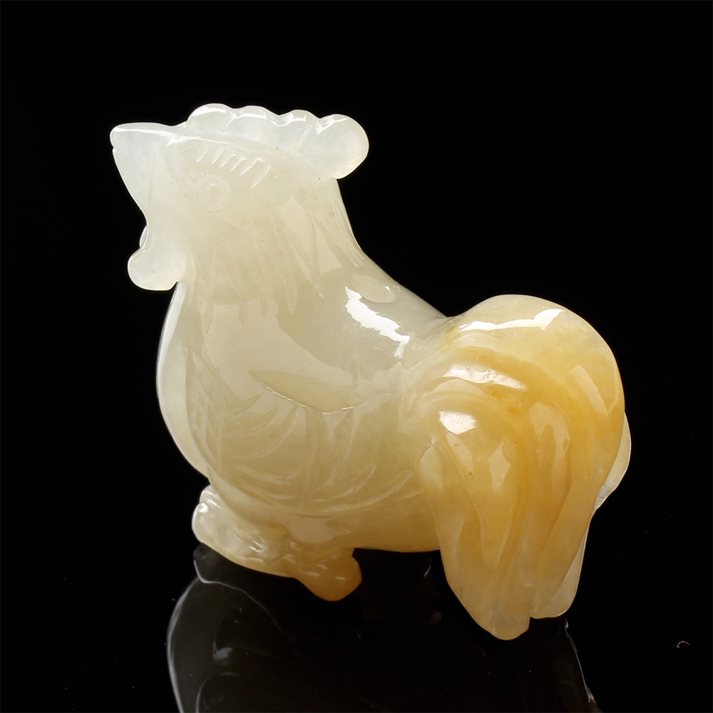 【雅紅珠寶】天然蜜糖黃翡翠玉項鍊-十二生肖-雞-起家-A0072