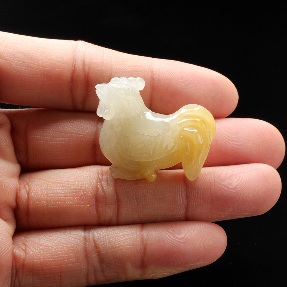 【雅紅珠寶】天然蜜糖黃翡翠玉項鍊-十二生肖-雞-起家-A0072