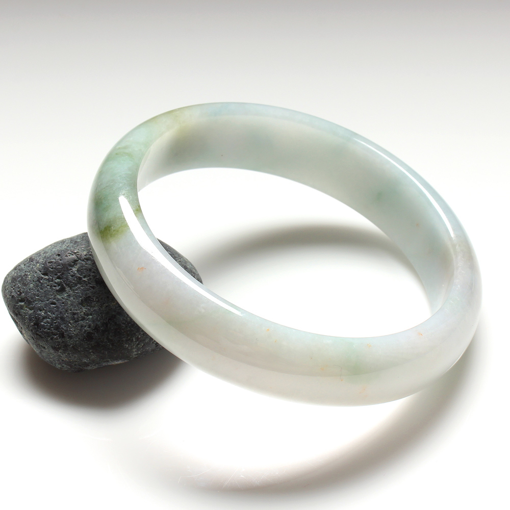 【雅紅珠寶】天然白翡飄綠翡翠手鐲-繽紛柔情-58mm-#19-B0083