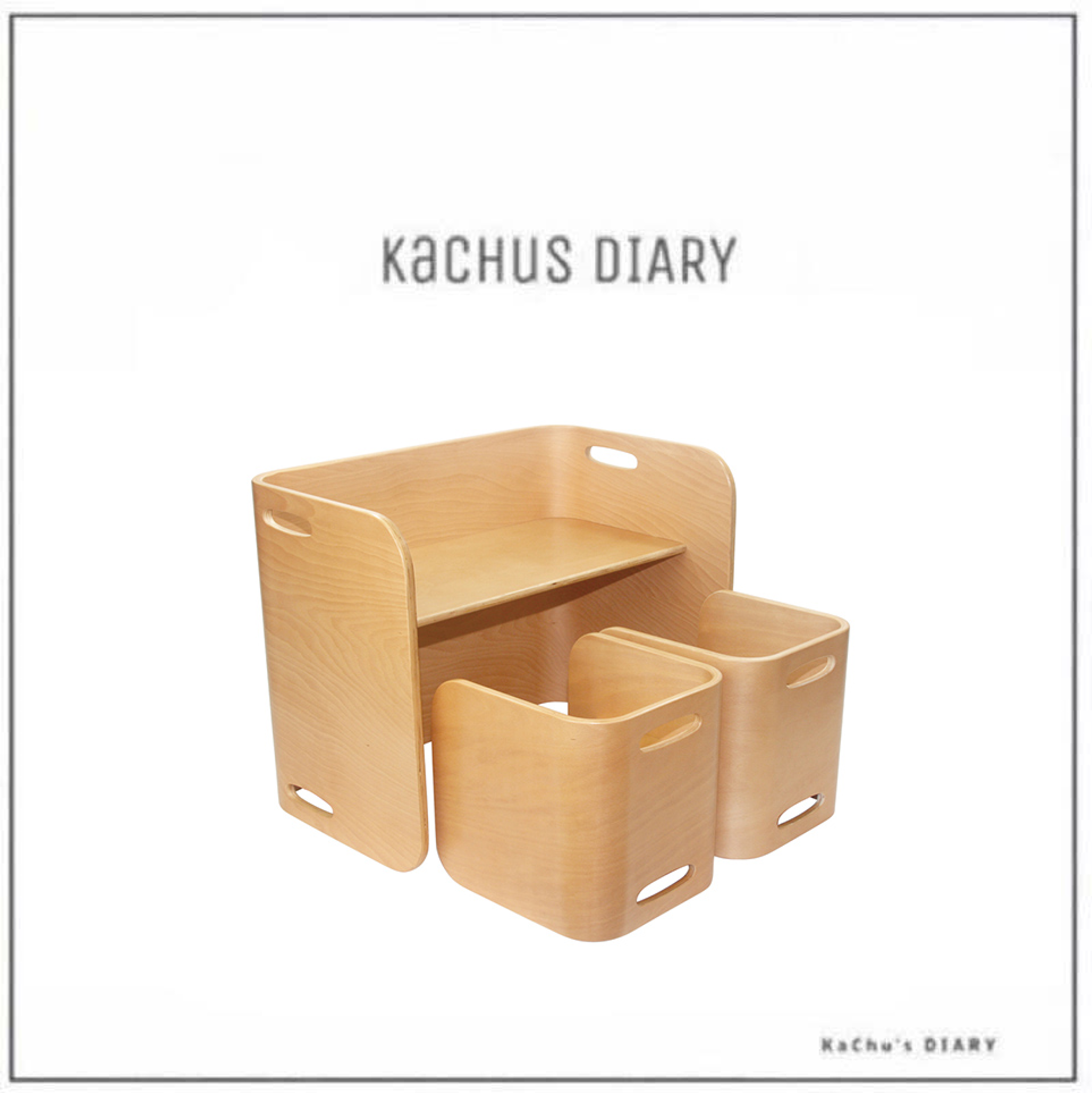 翻轉兒童成長桌椅組-天然原木色