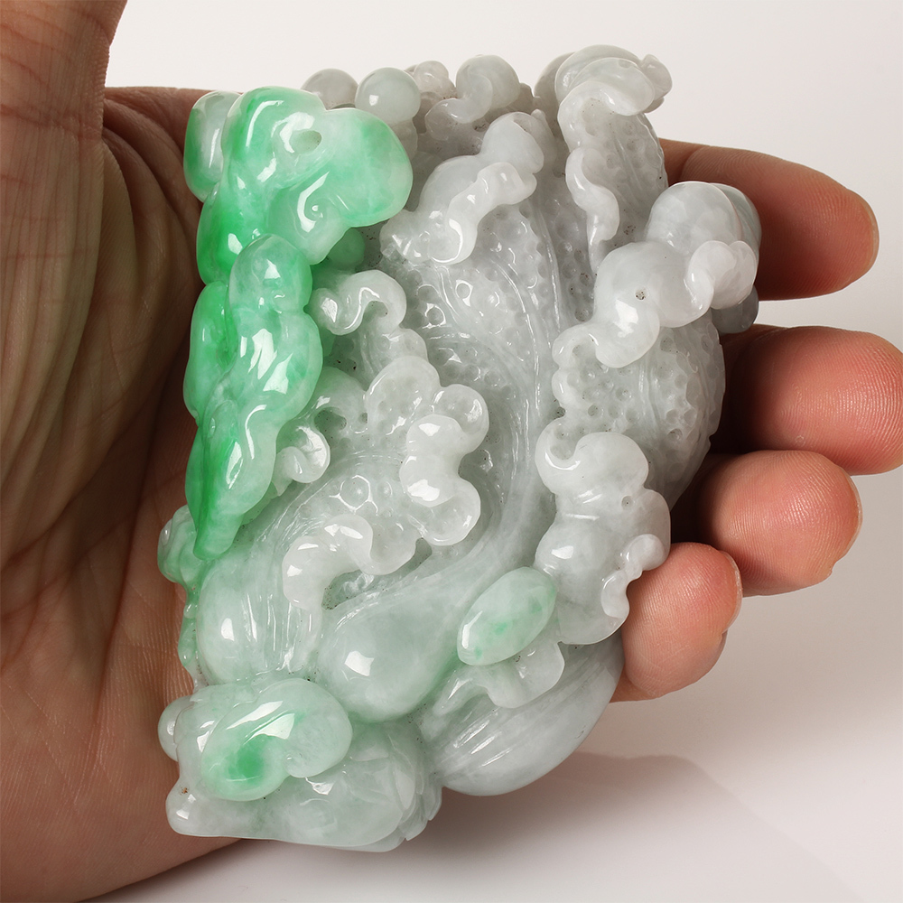 【雅紅珠寶】翠玉白菜天然綠翡翠玉擺件-白菜-O0025