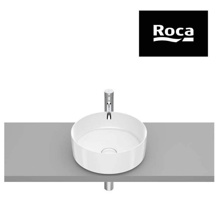 Roca "Inspira" 327523000 Over countertop FINECERAMIC® basin with non-closing waste set, without overflow