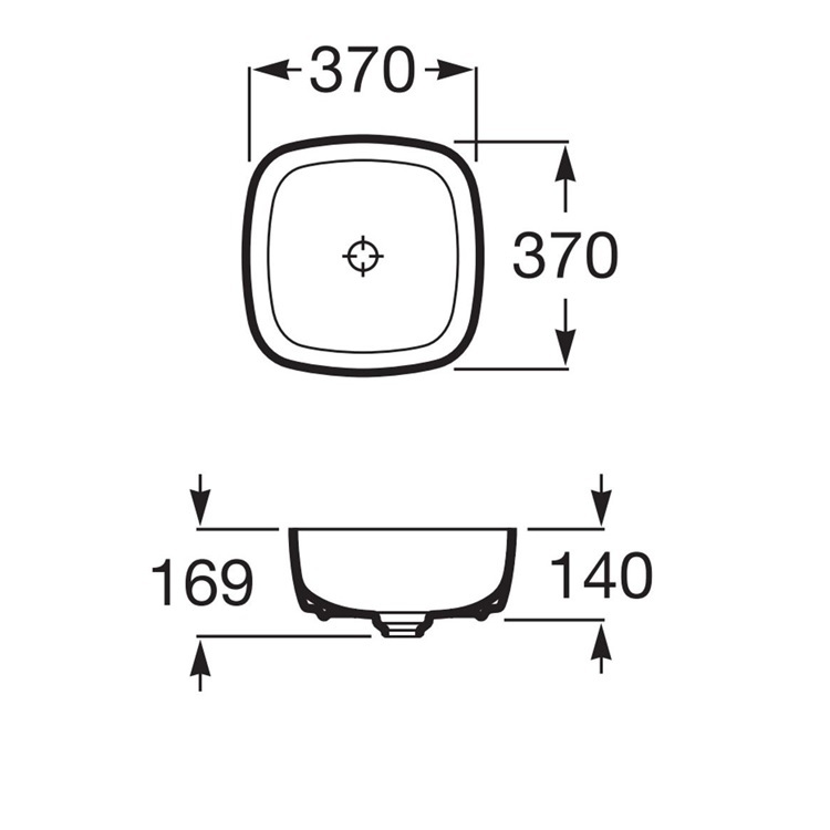 Roca "Inspira" 327502000 Over countertop FINECERAMIC® basin with non-closing waste set, without overflow