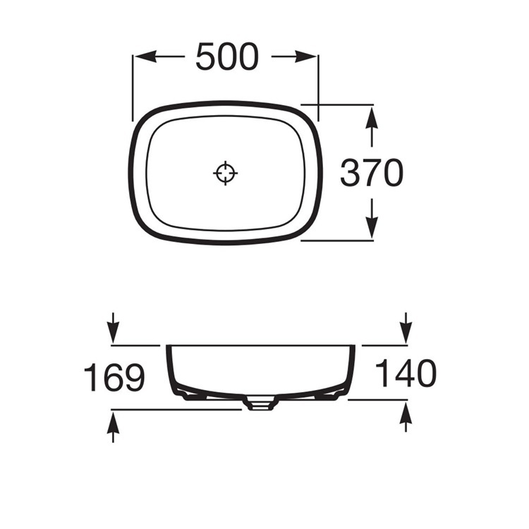 Roca "Inspira" 327500000 Over countertop FINECERAMIC® basin with non-closing waste set, without overflow