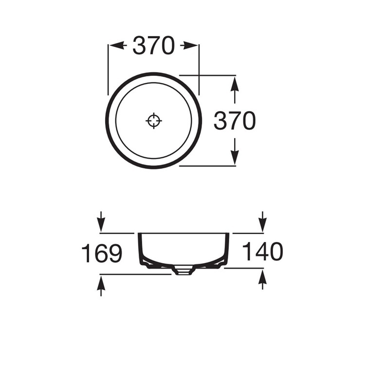 Roca "Inspira" 327523000 Over countertop FINECERAMIC® basin with non-closing waste set, without overflow