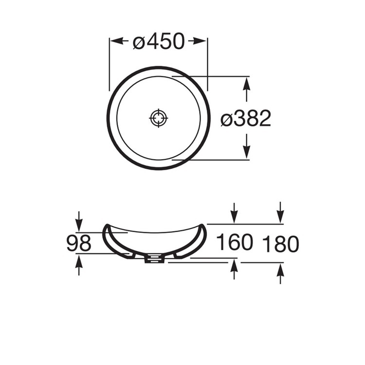 Roca "Urbi" 327225000 Over countertop vitreous china basin