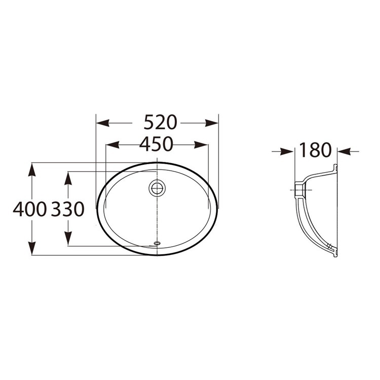Roca "Neo Selene" 327302000 Under countertop vitreous china basin